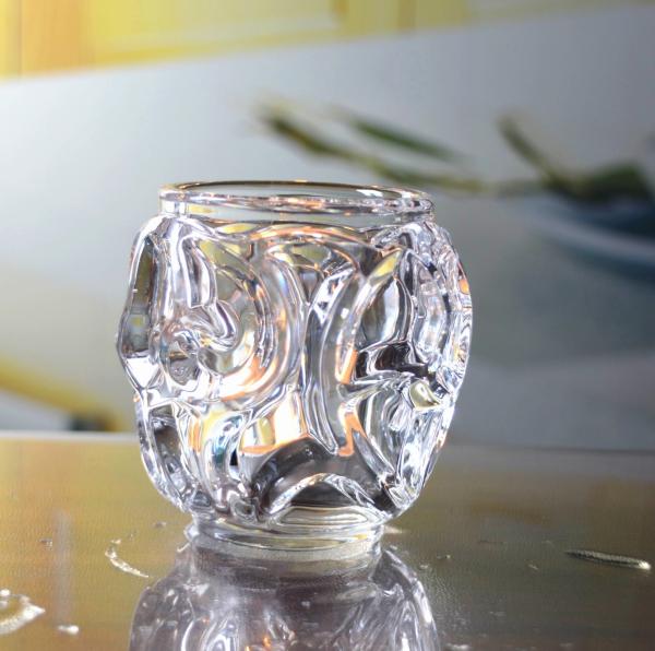 Castiçais de vidro com nervuras originais resistentes, castiçal de vidro claro para Tealight