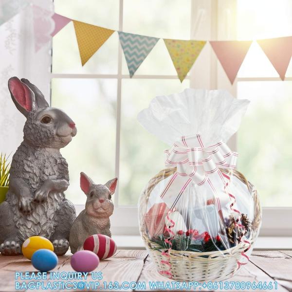 Large Cello/Cellophane Bags,30x 40 Inches Clear Basket Bags OPP Plastic Cellophane Wrap For Gift Baskets Packaging