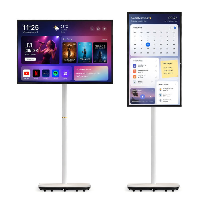 Portable Android Smart TV Touch Screen Monitor with Wheels for Home