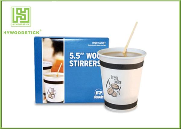 Box Packing Custom Drink Stirrers Bar Tools , Short Thick Wooden Coffee Stir Sticks