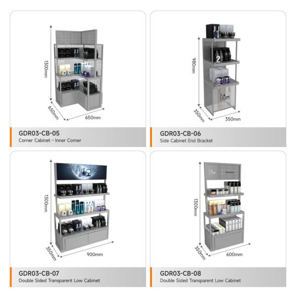 Store Rack Grey Wooden Corner High Cabinet With Light Box For Visual Merchandising Store Furniture And Fashion-Forward Store Table