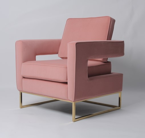 Pink Velvet Living Room Leisure Arm Sofa Chair With Stainless Steel Legs