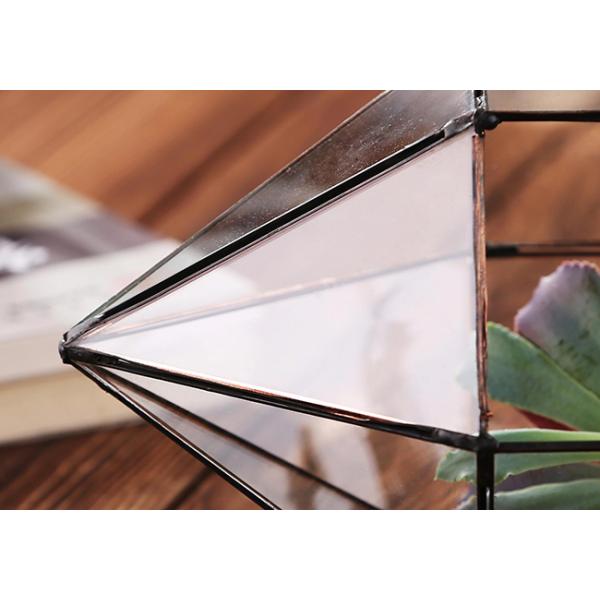 Diamond Shaped Clear Glass Vase , Durable Geometric Terrarium Glass Vases