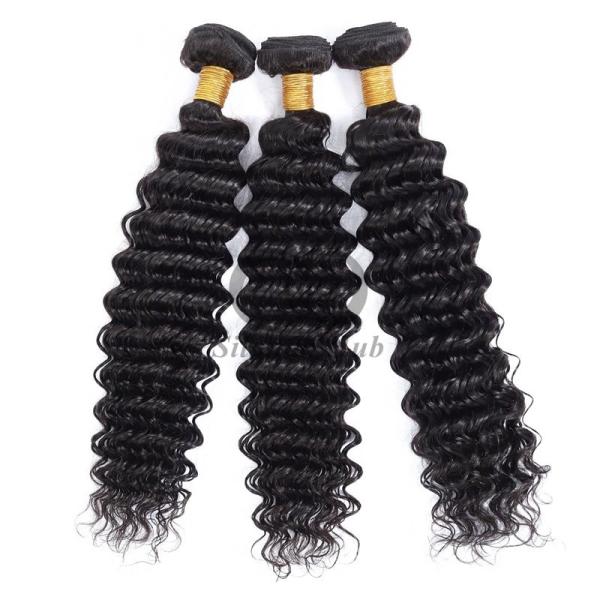 Natural Black Deep Wave Remy Human Hair Bundles Sew In Weave Bundles Brazilian Bundle Deals