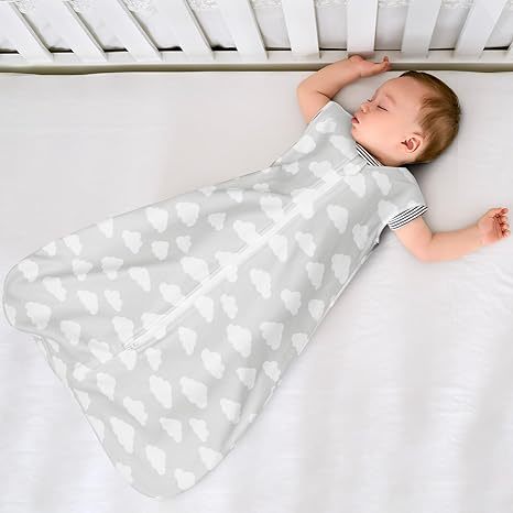 2 Pack Micro-Fleece Baby Sleep Sack with 2-Way Zipper - Comfortable Wearable Blanket With Clouds