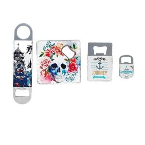 Eco-Friendly Double-Sided Stainless Steel PU Leather Bottle Opener Sublimation Blanks