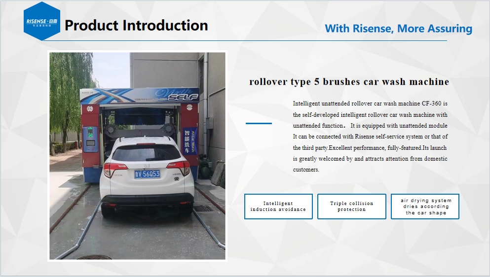 Risense CE Certified High Pressure 5 Brushes Rollover Automatic Car Wash Machine for Sale in Germany with Wheel Brushes