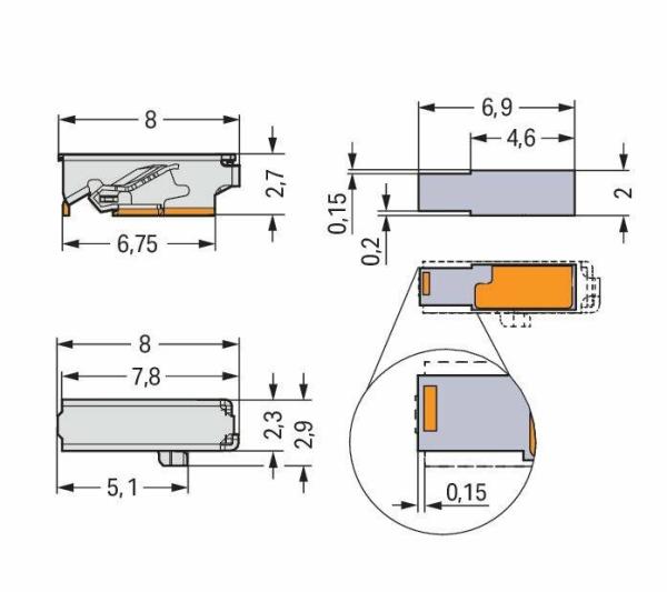 Needle Spacing 6.5mm SMD LED Connector Chrome Nickel Spring Steel
