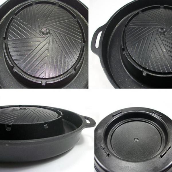 Korean Style Square Stovetop Grill Pan  Aluminum Non Stick Smokeless Barbecue Stovetop Plate