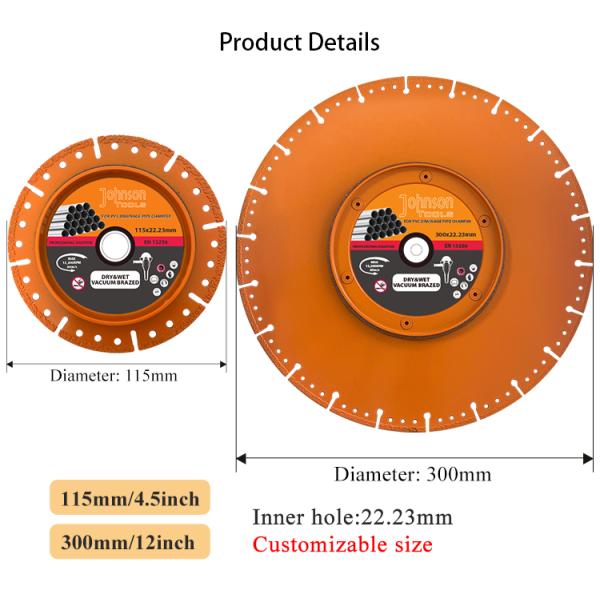 Cuchilla de diamante soldada al vacío para tubería Cuchilla de diamante de 115 mm Pro Cutter de tubería