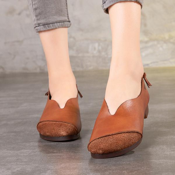S516 Single shoes 2020 spring retro leather casual handmade leather stitching flat pump women's shoes