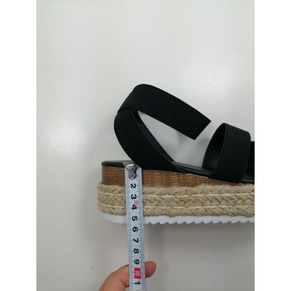 Open Toe Women Elastic Black Flatform Espadrille Sandals