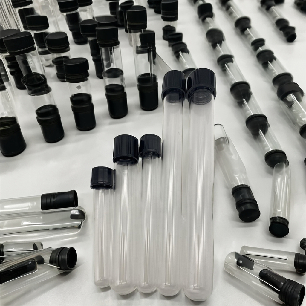 Heat-Resistant Glass Graduated Test Tube With Screw Laboratory or Medical Round Bottom Flat Bottom Glass Test Tube