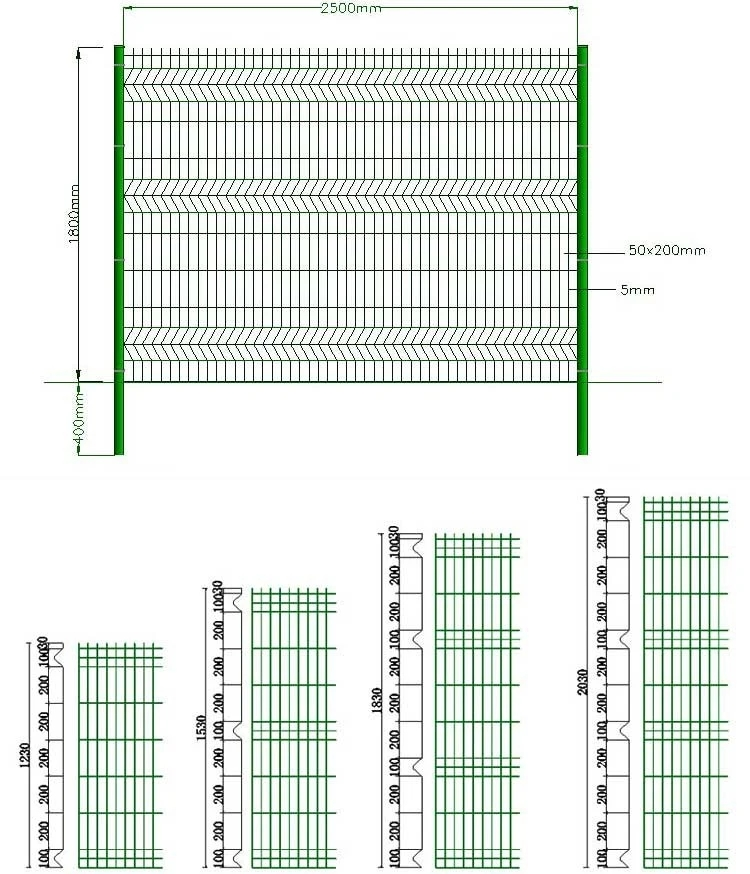 Hot Dipped Galvanized 3D Curved Fence with 50x200mm Mesh Size and Rustproof Garden Fence
