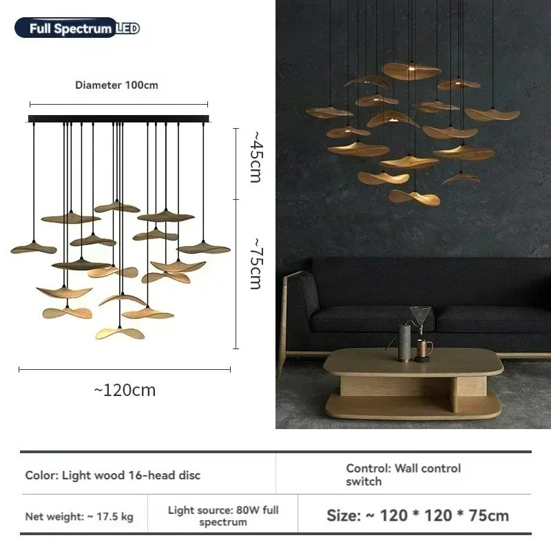 Japanese Wabi-sabi Style Retro Solid Wood Staircase Chandelier(WH-NC-156)