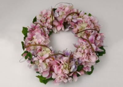 40cm Pink French Hydrang Faux Flower Wreath