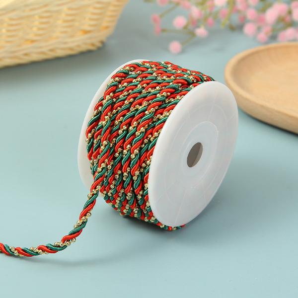 3 fios 2mm-10mm Polyester Nylon Cordel Fio de Ouro Misturado Para Pulseira