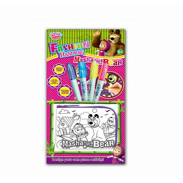 DIY Painting Arts And Crafts Toys Zipper Locked Hand Bag With 4 Marker Pens