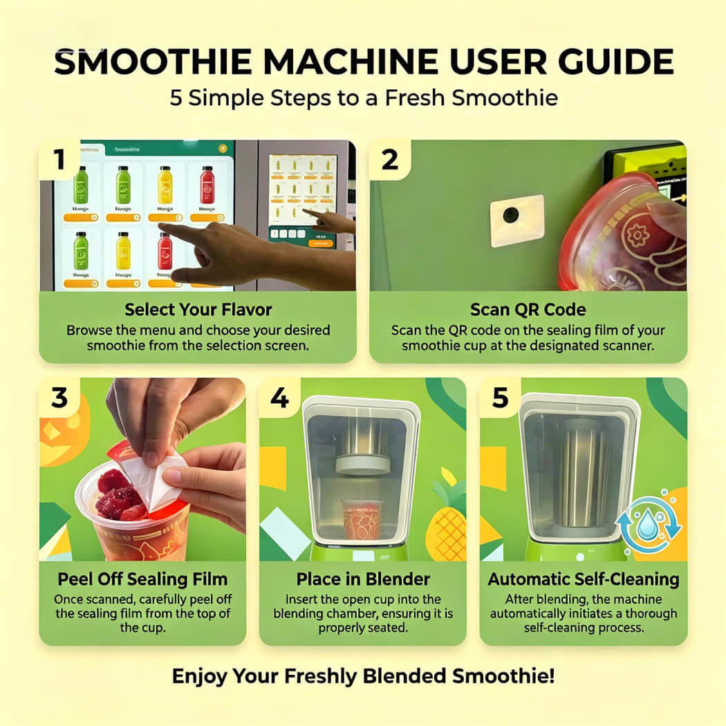 Countertop Mini Automatic Smoothie Vending Machine, Commercial Self Service Model, OEM & ODM Custom Available