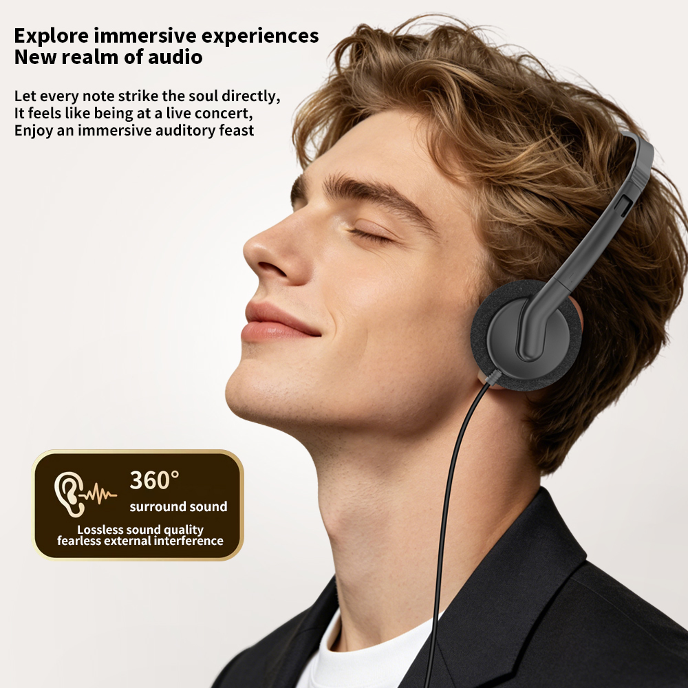 JTY-0121 Wired Head Mounted Headphones 3.5mm/Type-C Plug Lightweight Headphones Comfortable Earcups Stereo Audio Headphones Suitable for Aviation/Train/Classroom/Office/Museum OEM/ODM Customization