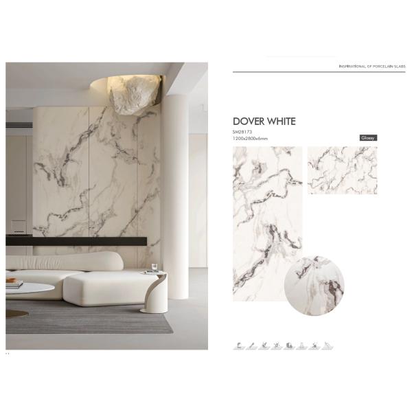 White Color Ceramic Glazed Floor Tiles Low Maintenance