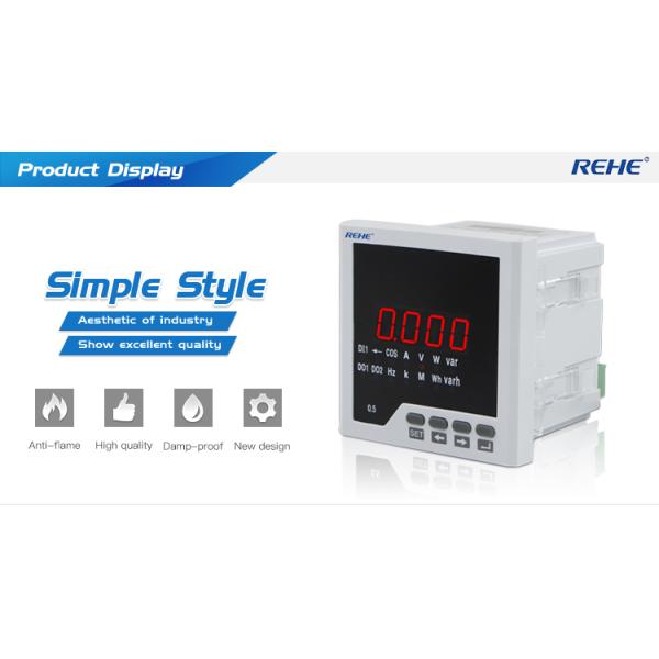96*96mm Single Phase Intelligent A V HZ KWH Multifunction Power Meter with RS485