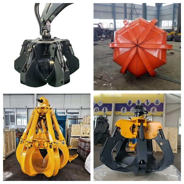 Rotary Polyp Lotus Grab Scrap Metal Yard Hydraulic Orange Peel Grapple for Excavator Crane