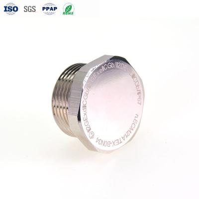 Brass Plated Bright Nickel Thread Hexagon Head Plug CNC Turning Parts cnc machining parts manufacturer