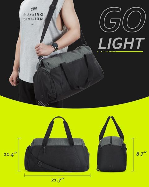 BAGSMART GYM BAGS FOR MEN WOMEN, FOLDABLE TRAVEL DUFFLE BAG, LIGHTWEIGHT WEEKENDER DUFFEL BAG WITH SHOE COMPARTMENT,