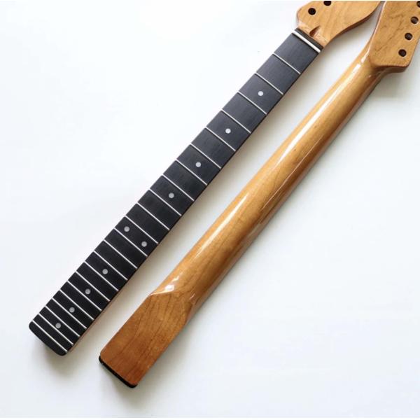 Custom Grand 22 Fret Roasted Maple Electric Guitar Neck for Handmade Tele Guitar Kits Gloss Finished with Bone Nut