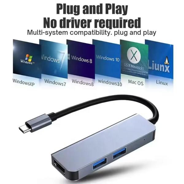 USB3.1 Type C USB C Hub à 4K HDMI Station d'accueil USB 3 en 1 pour l'interface du PC portable