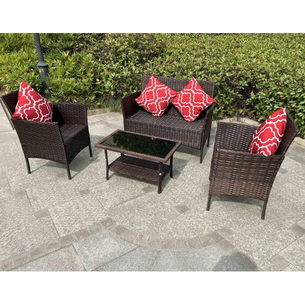 China Factory Wholesale Rattan Sofa Waterproof Design Indoor Outdoor Sofa Table Chair Dining Desk Ottoman Furniture Set