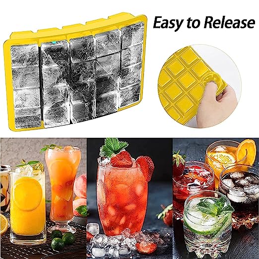 Silicone Ice Cube Tray 15*12.3*2.3cm for Freezer Easy Release Square Shaped Ice Mould