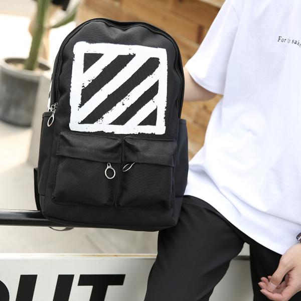 The Streets Of Personality Backpack Striped Printed Youth Backpack Student Bag Travel Pack