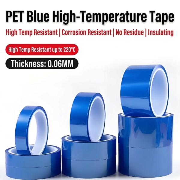 Nomaytape Yellow Blue Diagonal PET High Temperature Warning Tape with 220℃ Heat Resistance and No Residue Silicone Adhesive for Safety Hazard Marking