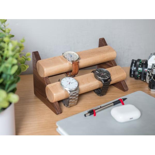 Walnut Wood Adjustable Jewelry Stand for Wristwatch Storage in Christmas Holiday Gift