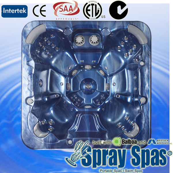 Balboa control acrylic shell square massage outdoor 6 seat hot tub with two therapy collar