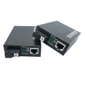 BIDI Fiber Media Converter with Metal Housing Auto-Negotiation and Plug-and-Play for 10/100Mbps Ethernet to Fiber Conversion