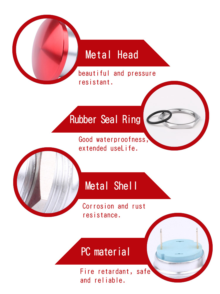 19mm Stainless Steel Electronic Momentary Switch Explosion Proof Mushroom Head Oxidation IP65 Level 250V Max Voltage 1NO 4A