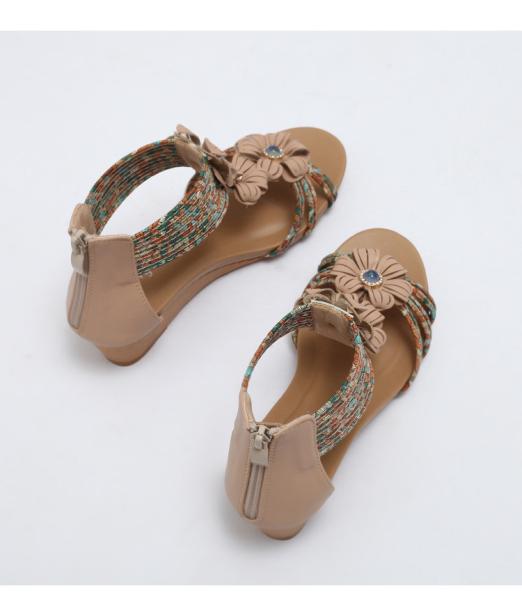 BS163 Wedge Heel Sandals Women'S Seasonal New Ethnic Style All-Match High-Heeled Platform Open-Toe Fashion Mother Sandal