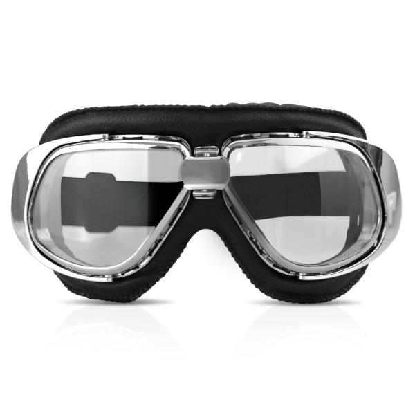 Lentes de couro pretas de Motorcycle Goggles Photochromic do aviador para capacetes