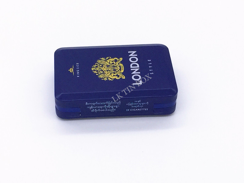 1 Hard Packed Printed Rectangular Cigarette Tin Box With Embossing And Plastic Insert