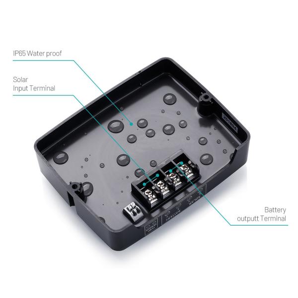 5 Etapas IP22 / IP67 Smart PWM Regulador de energía solar digital para 190W 12V Max.