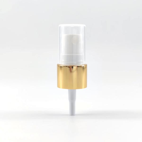 18mm 18/410 Golden Aluminium Collar Mist Spray Pump With Half PP Cap For Perfume