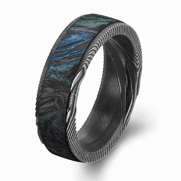 Blue-green dyed forged carbon fiber,like aurora on fingers,customize your quiet sparkle