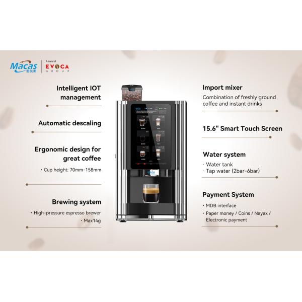 Настольный верх 12 видов горячих напитков свежие измельченные 15,6 дюйма сенсорный экран коммерческий смарт-тип кофе автомат