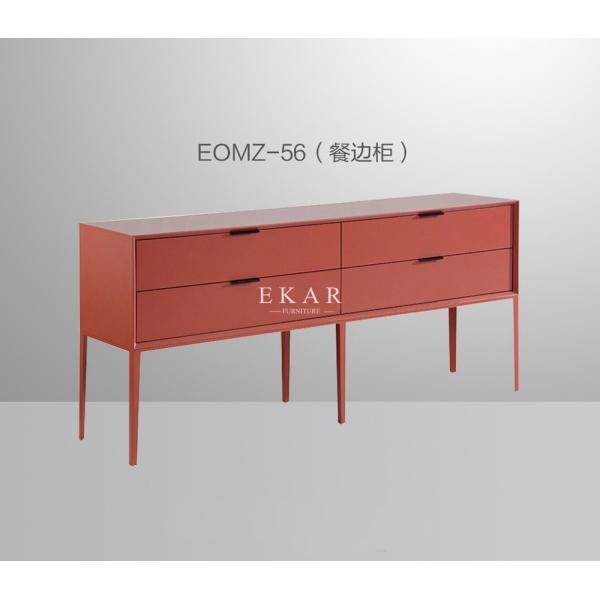 Modern Red Color Buffet Cabinet Sideboard With 4 Drawers