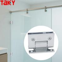 Charnière à plaque en H pour porte de douche en verre de 8 à 12 mm, à 90 degrés, à montage mural, avec cadre