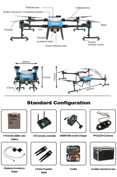 Agricultura de elevada eficiência Literos pulverizadores de drones agro-agro pulverizadores de plantas wifi