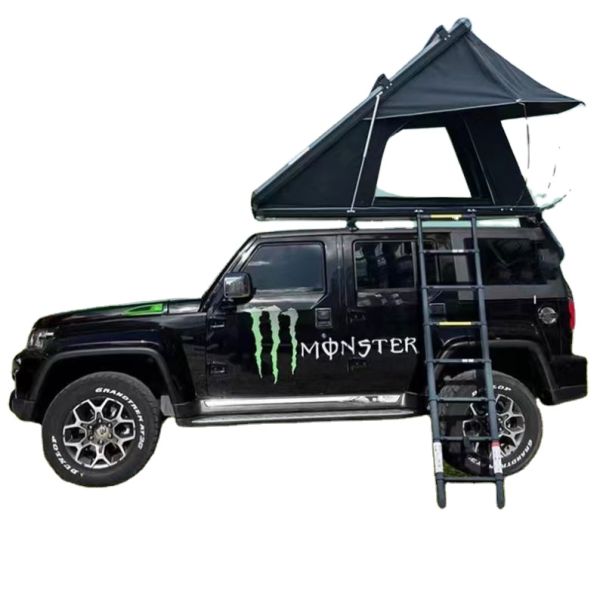 4x4 Outdoor Aluminum Hard Shell Car Rooftop Tent 4-Person Triangle Roof Tent Quick Open Feature Waterproof Top Tent for Camping